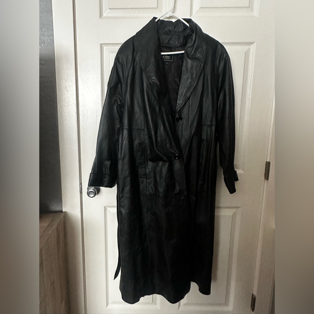 Black Leather Trench Coat